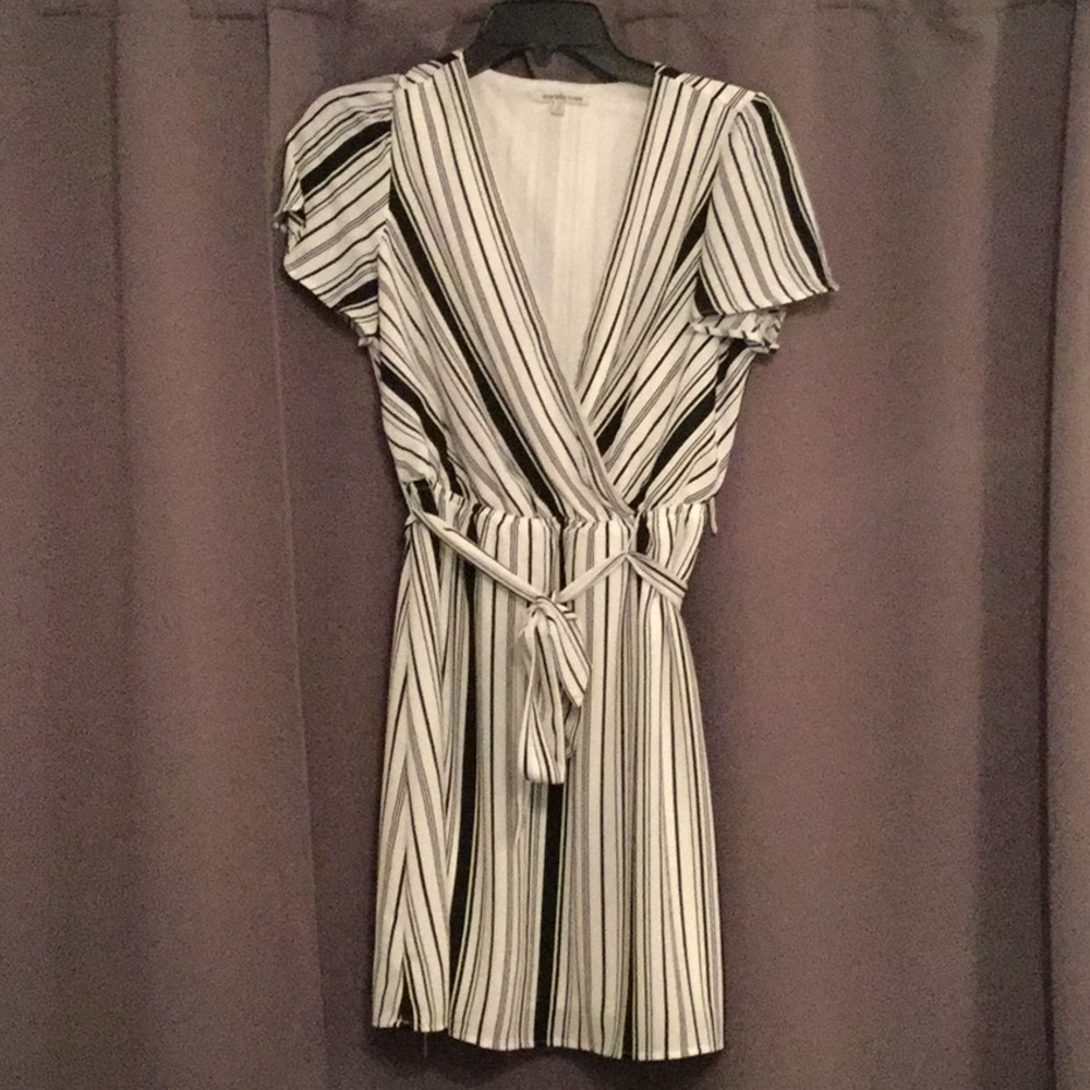 Black/white striped dress.